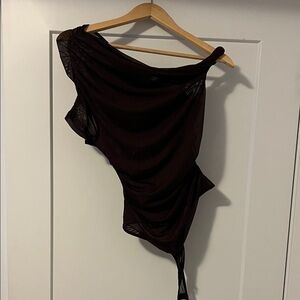 Chic Asymmetrical Brown Bodysuit